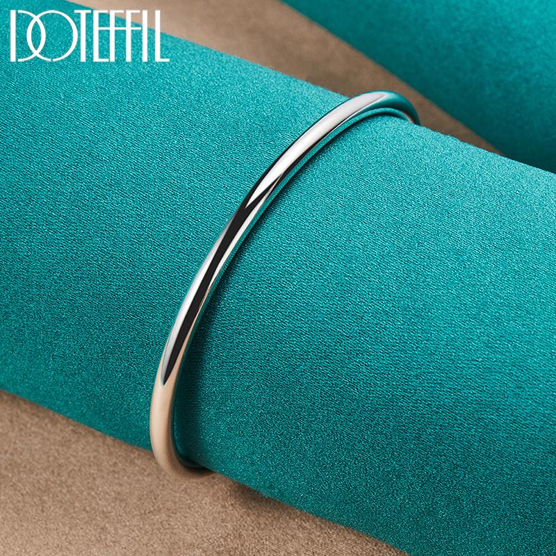 925 Sterling Silver 4mm Smooth Solid Bead Bracelet Cufflinks Bangles for Women Man Wedding Engagement Party Jewelry