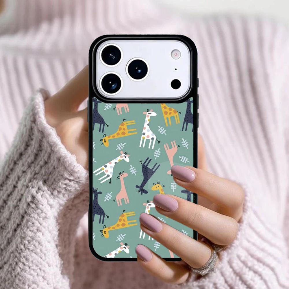 Cute Cartoon Giraffe Phone Case For Apple iPhone 17 Air 16E 15 14 Plus 13 12 11 Pro Max Mini Funda Cover