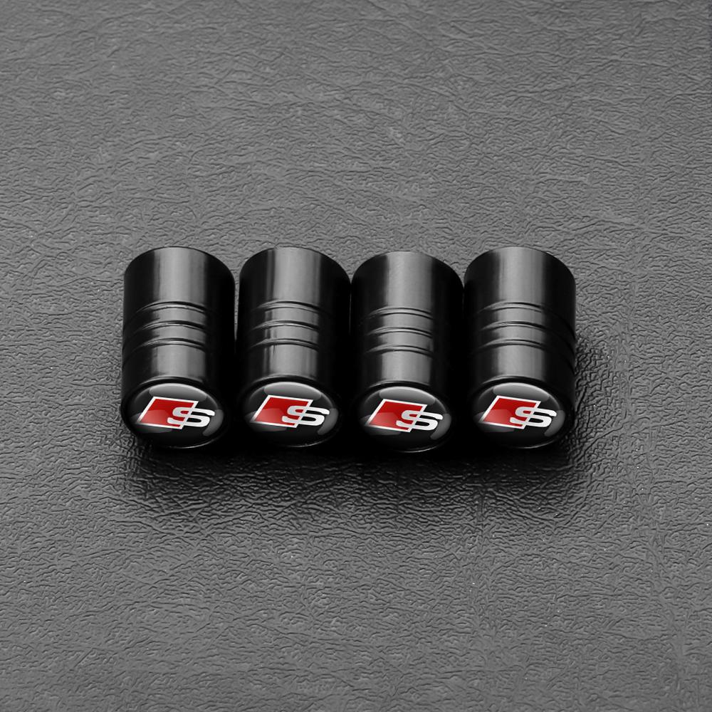 4Pcs Wheel Tire Valve Caps Air Stem Tyre Plug Accessories For Audi A1 A2 A3 A4 A5 A6 A7 A8 Qyttro Sline RS Q2 Q3 TT B5 B6 B7 B8
