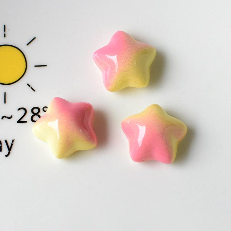 10 Pcs New Cartoon Sweet Gradient Color Love Pentagram Peach Heart Resin Scrapbook Diy Decorative Jewelry Accessories A83