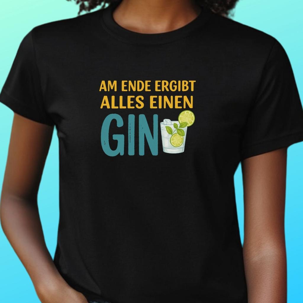 T-Shirt Frauen Gin - GinTonic Alkohol Spruch Motiv Baumwolle Größe S bis 3XLWird in neuem Fenster oder Tab geöffnet
