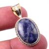 Natural Sodalite Gemstone 925 Solid Sterling Silver Two Tone Pendant 1.25'' o2M92