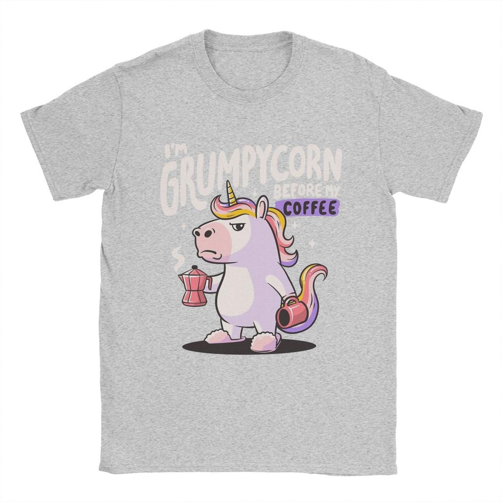 Мужская и женская Grumpycorn Cute Grumpy Unicorn Coffee Gift Shirt Outfit Новинка Хлопковая футболка Футболка Одежда Графическая печать