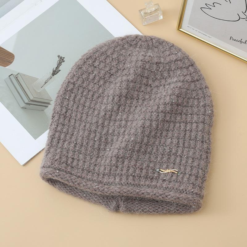 Женская новая цветная ромбовидная шапка-бини из кроличьего меха, уличная бархатная утепленная ветрозащитная теплая шапка, осенне-зимняя повседневная шапка от холода