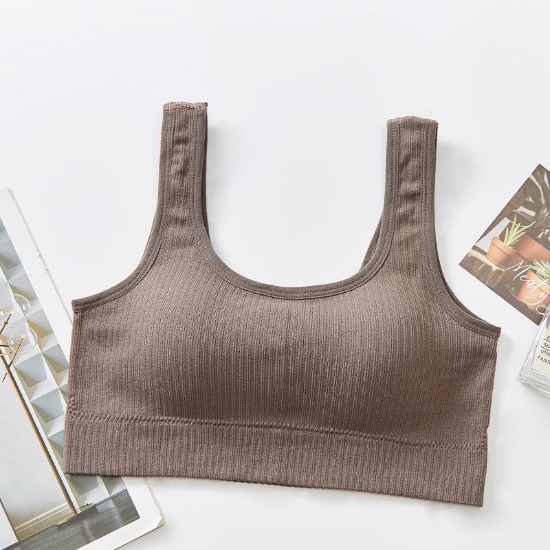 Fashion Women's Solid Color Vest U-shaped Beautiful Back Bra Without Steel Ring Vest Integrated Latex Breast Pad Underwear