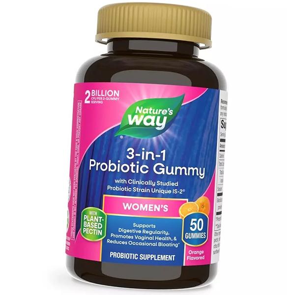 Пробиотики для женщин, Women's Probiotic Gummies 3 in 1, Nature's Way 50таб Апельсин (69344011)