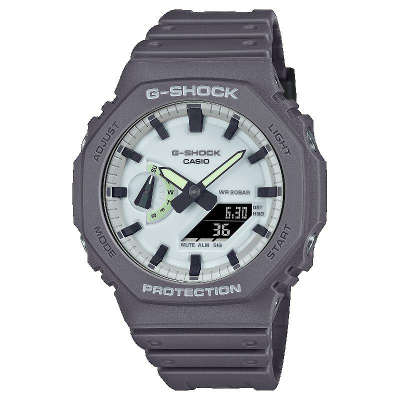 Casio Мужские часы G-SHOCK на смоляном ремешке, водостойкость 200 м, аналогово-цифровые, ударопрочные, кварцевые, GA-2100HD-8A