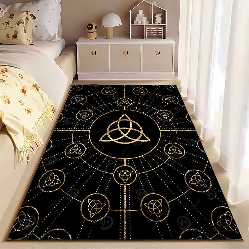 Golden Celtic Knot Pattern Carpet suitable as a non-slip mat for the living room or bedroom sofa