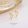 925 Sterling Silver Triangle Earrings - Japanese & Korean Style with Diamond Accent