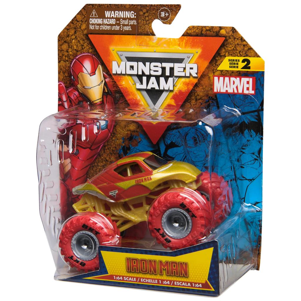 Monster Jam, Official Marvel Iron Man Monster Truck, Die Cast Vehicle, 1:64 Scale, Superhero Kids Toys, for Boys Ages 3+