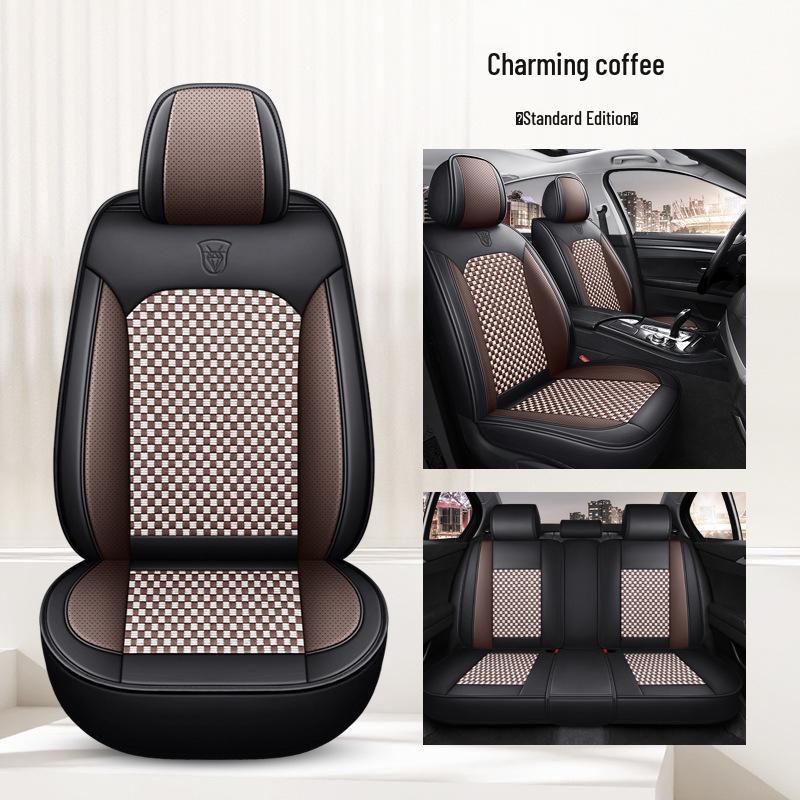 Ice Silk Breathable Leather Car Seat Cushion - Universal Fit, All-Season, Fully Surrounding Design