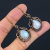 Beautiful Rainbow Moonstone Gemstone Pure Copper Wire Wrapped Handmade Earrings For Woman