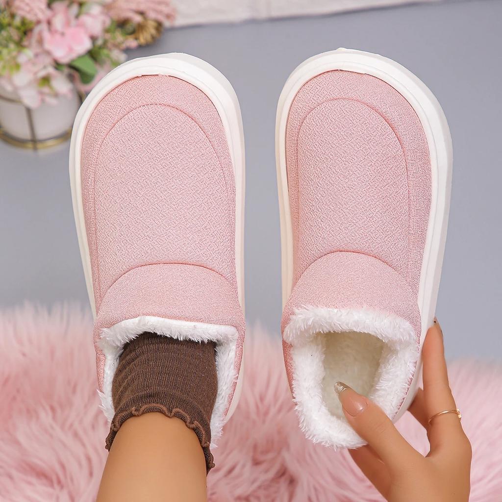 Мода 2024 Новые Слипоны Удобные На толстой подошве Повседневные Холодостойкие Женские Ботинки Зимняя Мода Круглый носок На плоском каблуке Теплые Снежные Ботинки