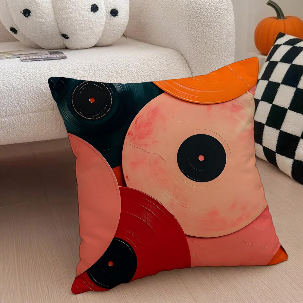 Vintage Vinyl Record Retro Music Cushion Cover Throw Pillow Cover Hidden Button Durable Polyester Chair Cushion