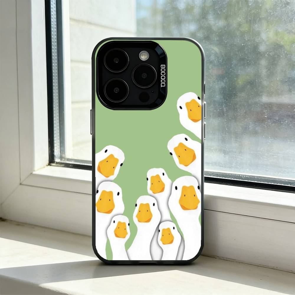 Милый Мультяшный D-Утенок Чехол для Телефона Для iPhone 17,16,15,14,13,12,11 Plus,Pro Max,XS,Красочный Серебристый Чехол для Телефона Funda Cover