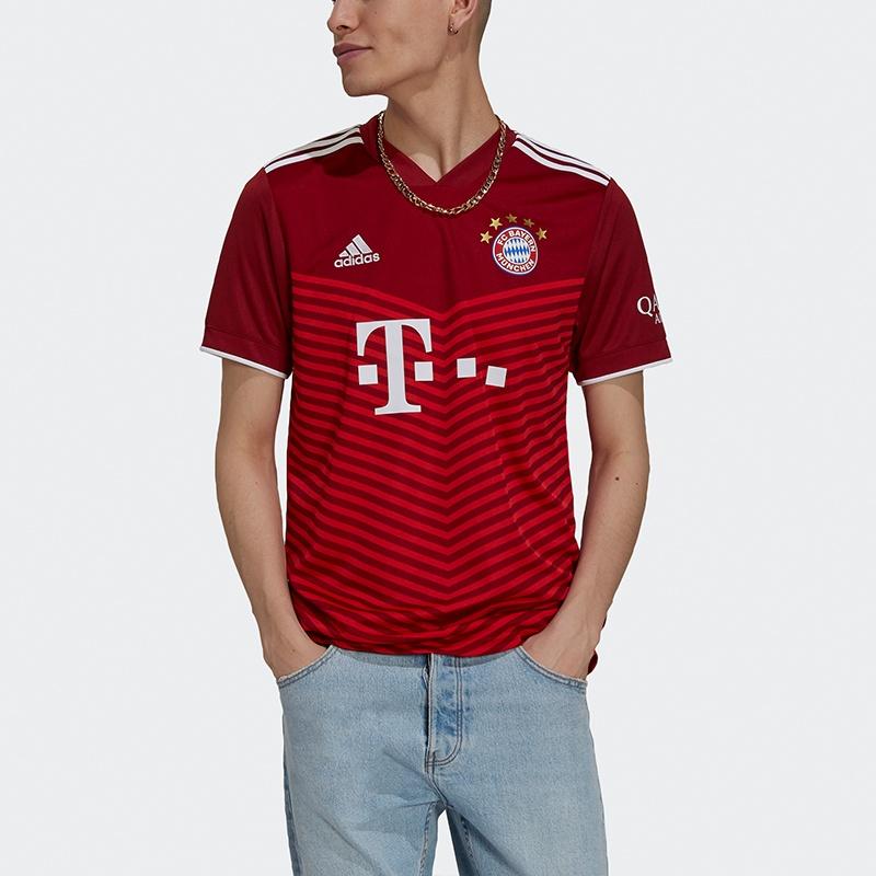 Men's adidas Fcb H Jsy Bayern Munich Black Home Fan Edition Sports Short Sleeve Soccer/Football Red GM5313
