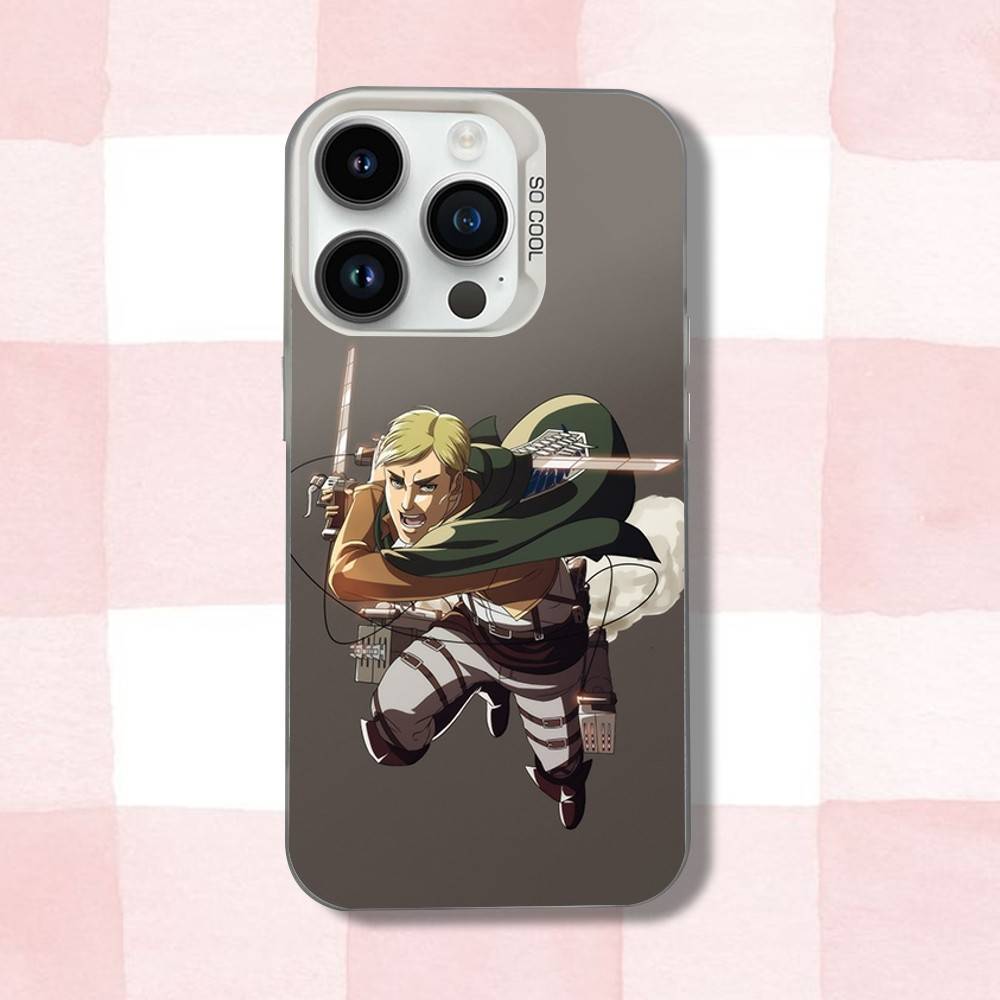 Чехол для телефона Anime E-Erwin S-Smiths для iPhone 16,15,14,13,12,11,Pro,XS,Max,Plus,Mini,SE Белый Конфетный Матовый Ударопрочный Чехол