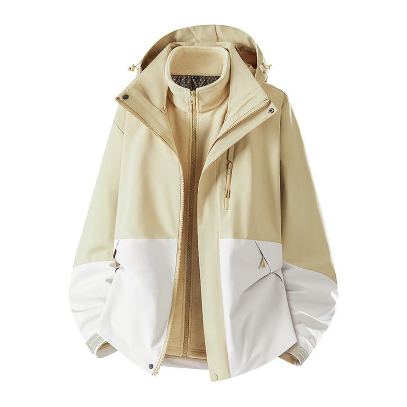 3-in-1 Detachable Waterproof Windproof Fleece Lined Outdoor Jacket Men Women Winter Fall Hiking Camping Skiing