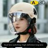 Dual-Visor Half Helmet for Electric Motorcycle Scooter, All-Season Sun Protective Safety Riding Helmet for Men Women