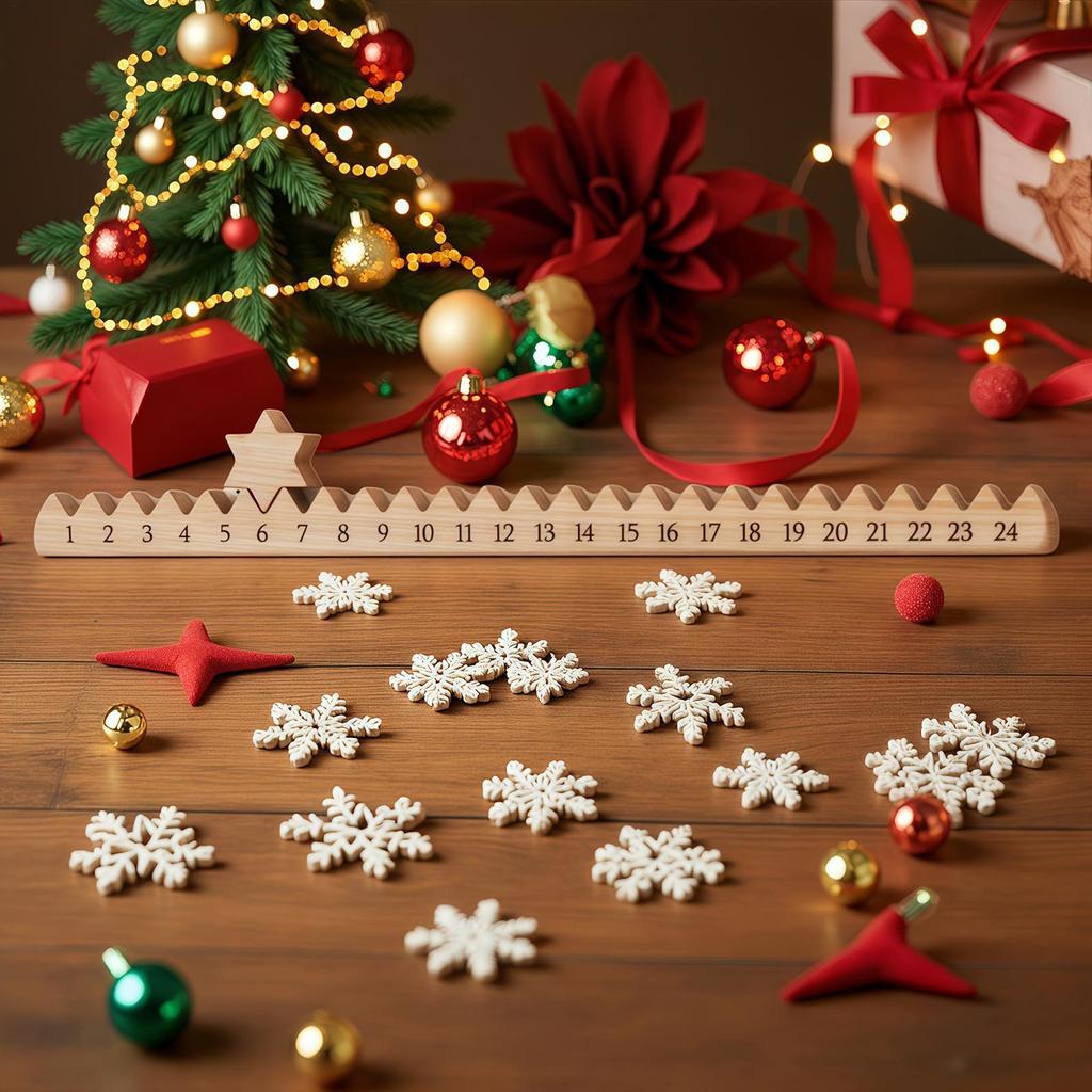 Деревянный Рождественский Календарь Обратного Отсчета со Звездами Искусственное Дерево Адвент-Календарь для Дома Семьи Рождественский Подарок Рождественский Декор