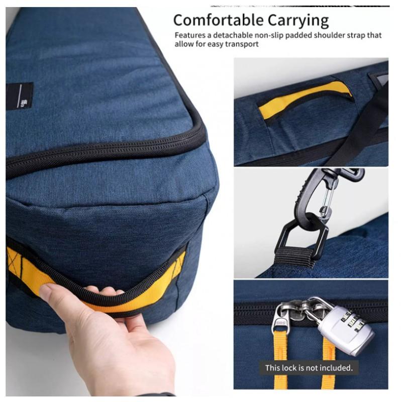 Waterproof Nylon Ski Gear Bag Twin Skis - Unisex 56-75L Outdoor Backpack With Air-Padded Straps