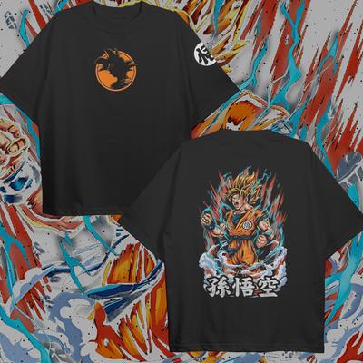 Футболка оверсайз Гоку Супер Сайян 3 Японское аниме Dragon Ball с принтом Мужская Женская Уличная одежда Короткий рукав Женская Мужская Одежда