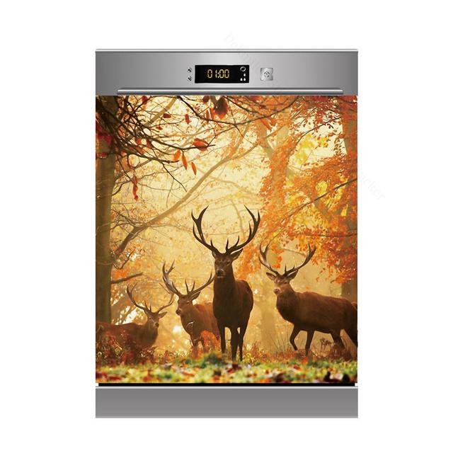 Наклейки на стену с солнечными цветами, чтобы покрыть холодильник, сельскую кухню, холодильник, пляжную ракушку, черную кошку, посудомоечную машину, виниловые 3D настенные фрески для дома