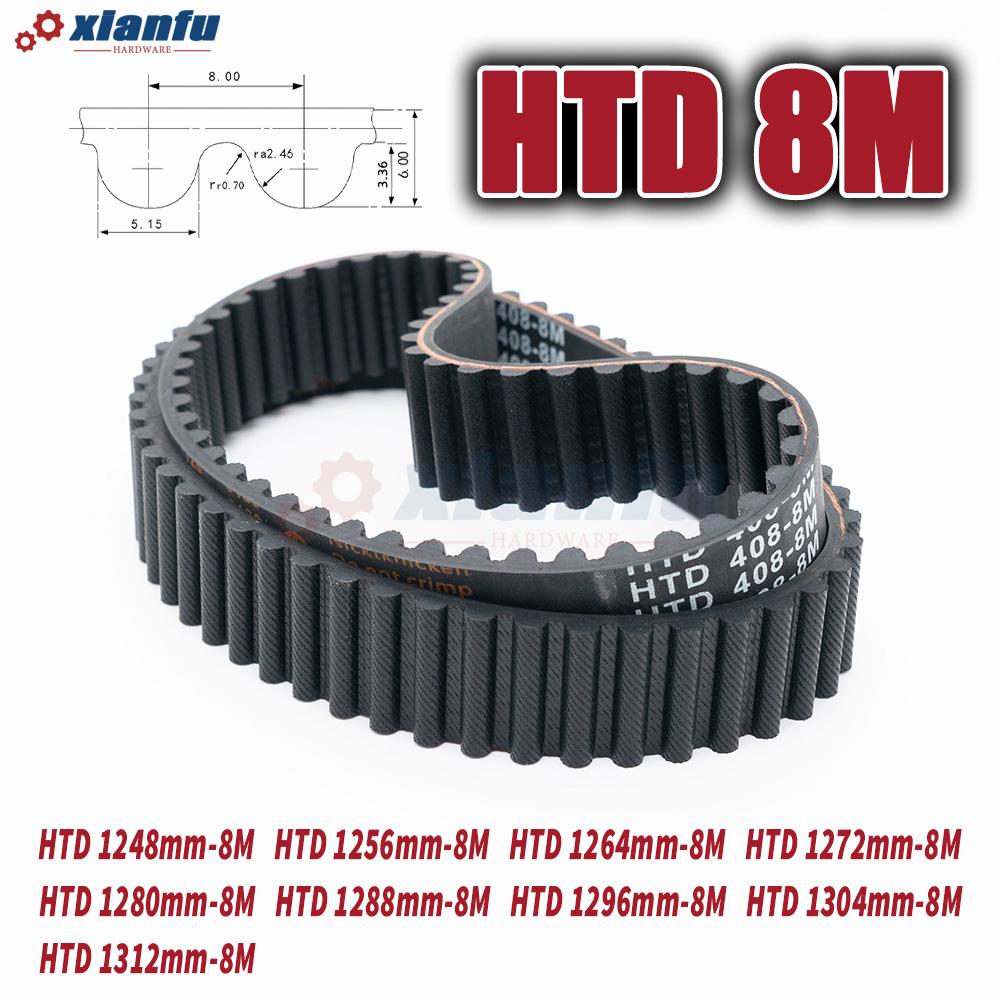 HTD 8M Rubber Timing Belt Perimeter 1248 1256 1264 1272 1280 1288 1296 1304 1312mm HTD8M CNC Drive Width 10~50mm 8M Transmission