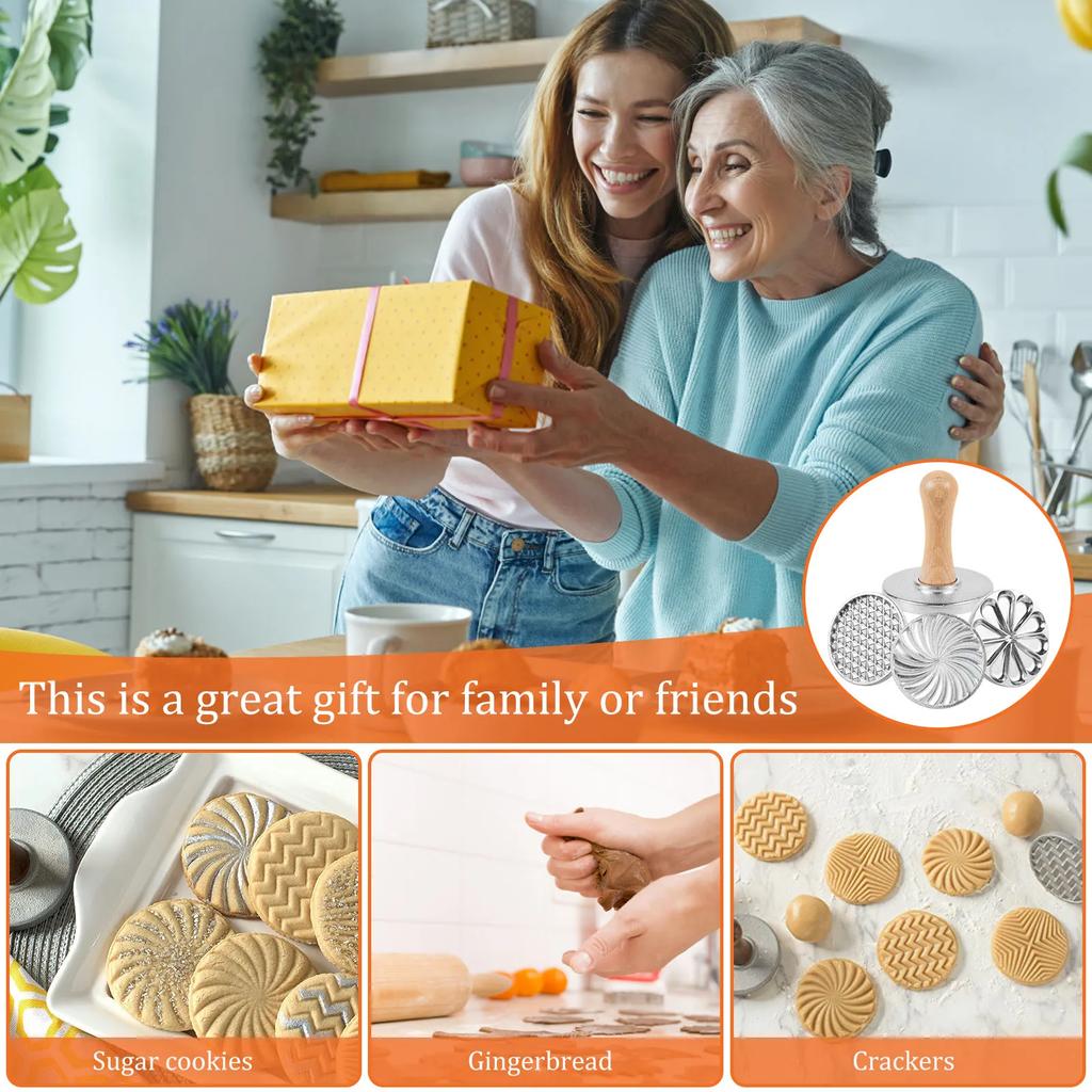 Штампы для печенья из цинкового сплава, 3-дюймовая круглая пресс-форма, форма для печенья с деревянной ручкой, принадлежности для украшения для выпечки своими руками, торта, выпечки