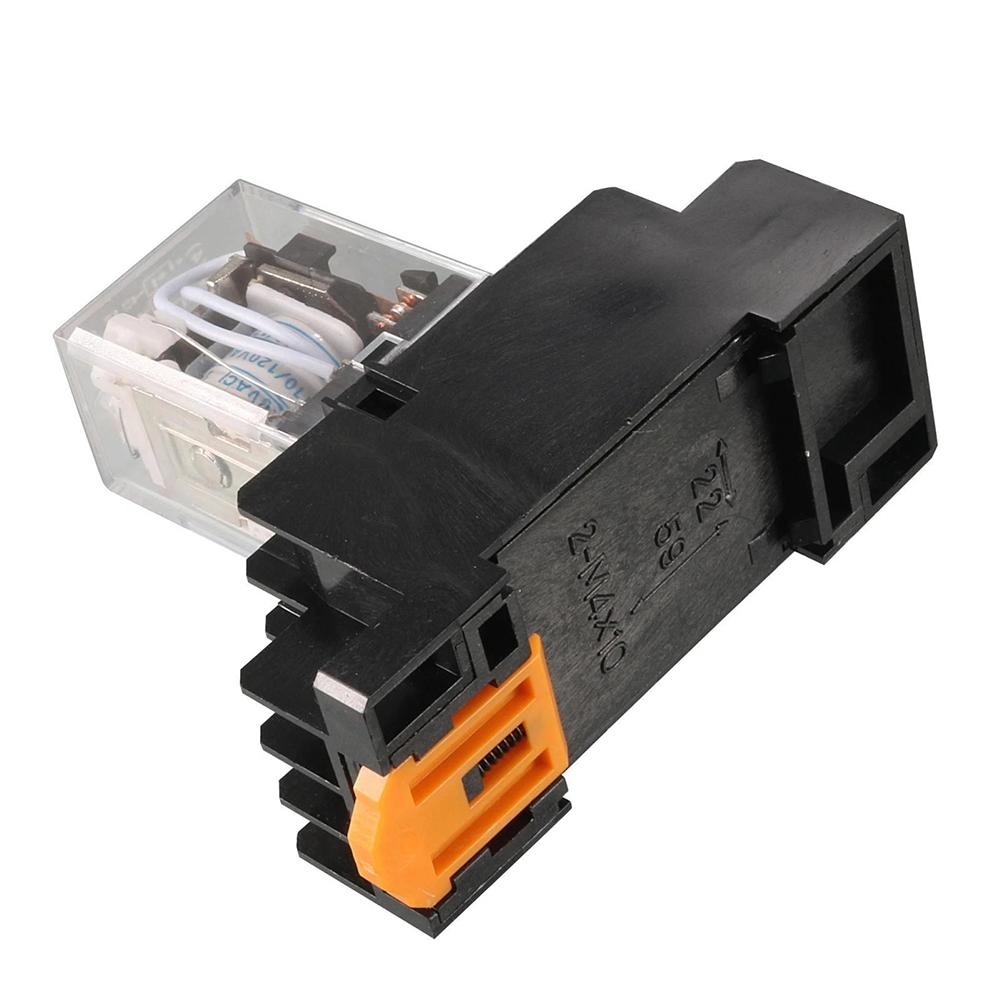 Реле 4PDT с катушкой AC 110V/120V, набор 6 шт. с розеткой, крепление на DIN-рейку 35 мм, для управления автоматизацией и коммутации питания, 14 контактов