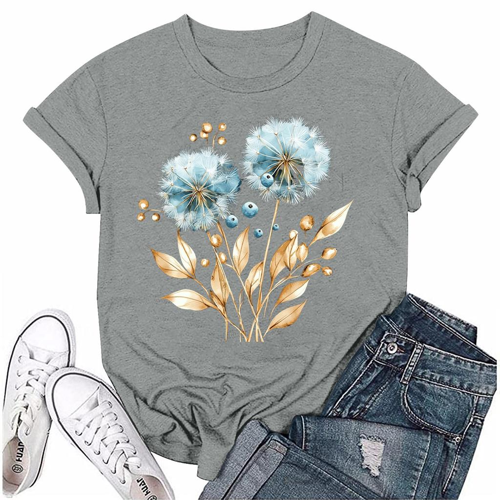 Женская мода с принтом, круглым вырезом, коротким рукавом, футболка, пуловер, топ