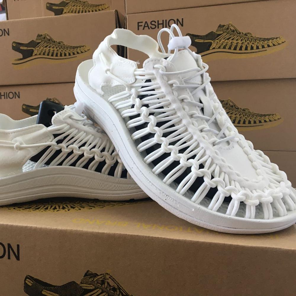 Summer Men's Casual Beach Shoes Knitted Sandals Couple Sandals Roman Sandals Outdoor Hollow-out Large Size Hiking Shoes