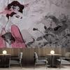 Wallpaper Geisha portrait on concrete wall