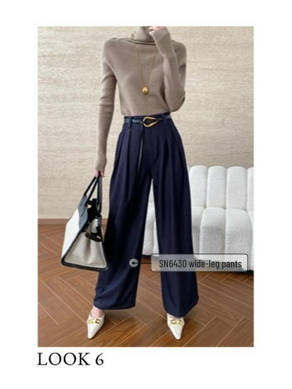 Синан Шерстяной Свитер с Высоким Воротником Универсальный Приталенный SN6661