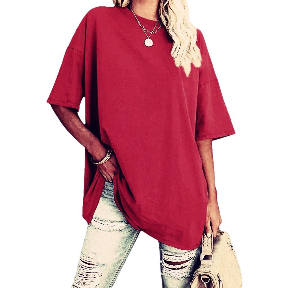 Свободные футболки, повседневные женские летние топы с коротким рукавом больших размеров, футболки с круглым вырезом