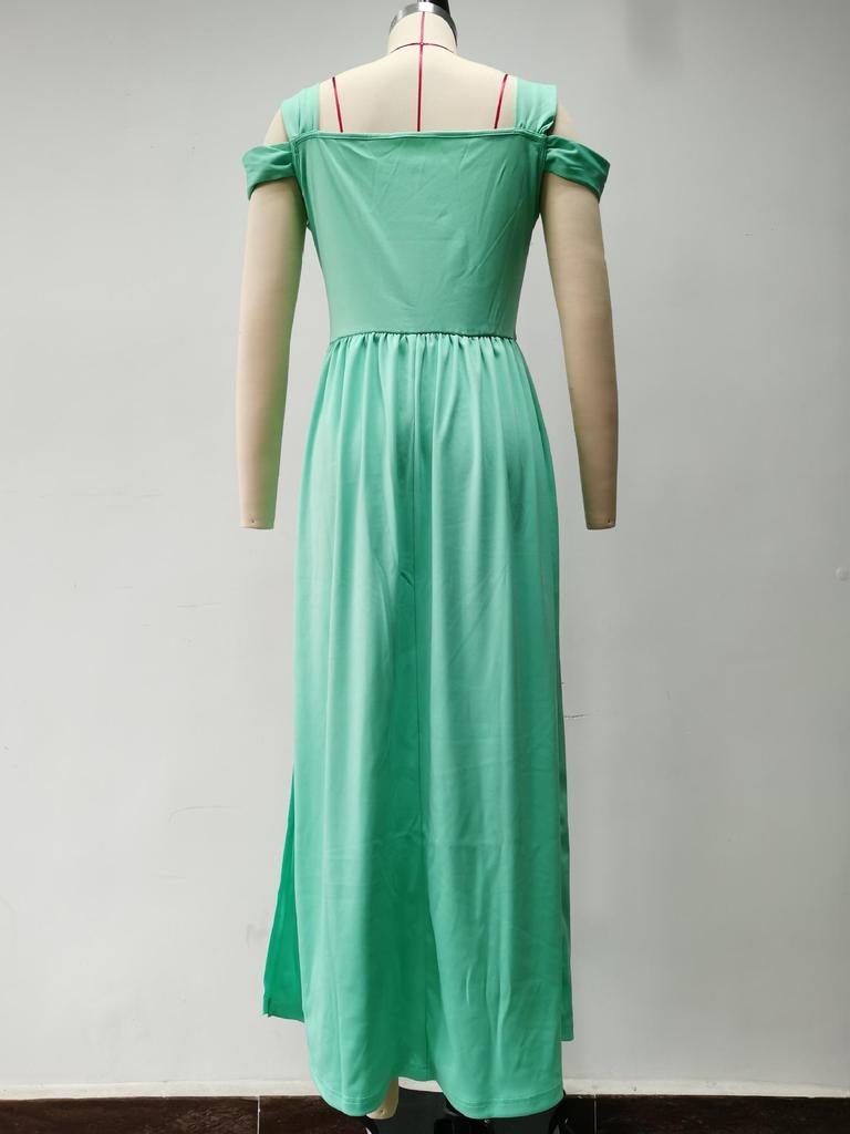 Летнее платье макси с V-образным вырезом, принтом, открытыми плечами, высоким разрезом, элегантное длинное вечернее сексуальное платье для вечеринки