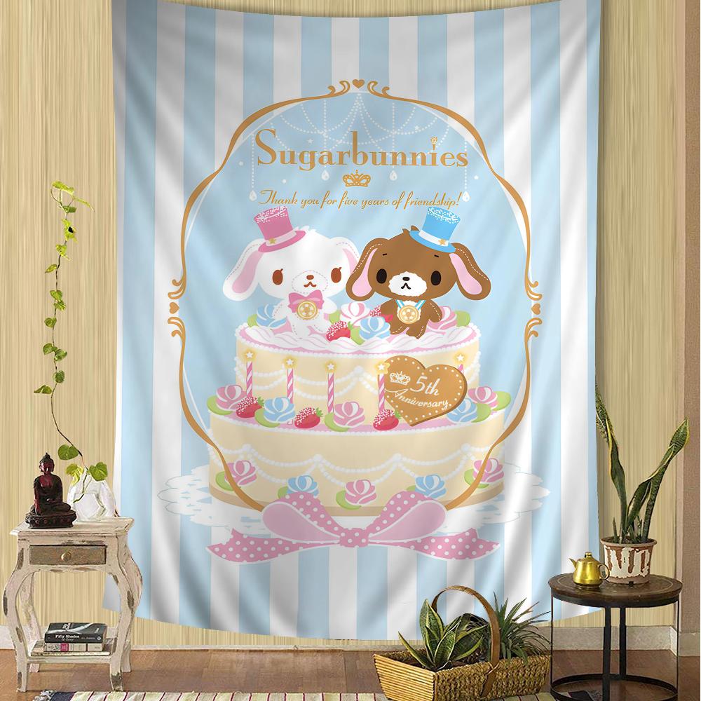 Sugarbunnies Anime Kawaii Cartoon Tapestry Bohemian Wall Hanging Sheets for Room Decor Bedroom Living Room Dorm Wall Art