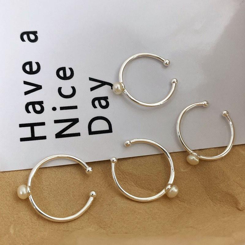 Элегантное Минималистичное Открытое Кольцо с Жемчугом для Женщин Стильное Геометрическое Медное Регулируемое Модное Украшение