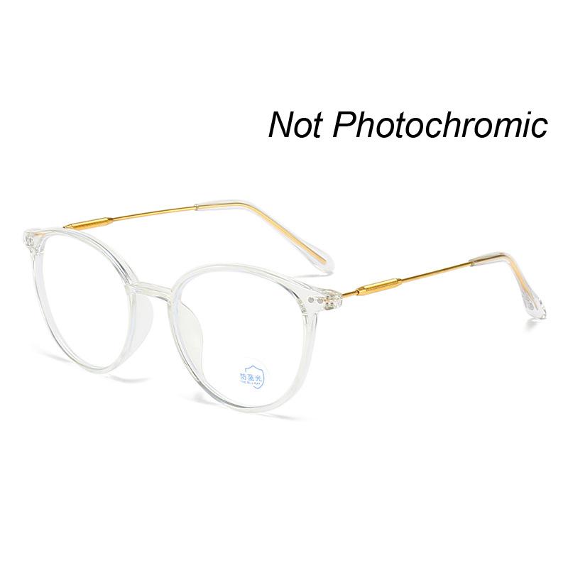Women'S Fashion Photochromic Myopia Glasses Unisex Ultralight Anti-Uv Near Sight Eyeglasses Men Ladies Vintage Round Eyewear