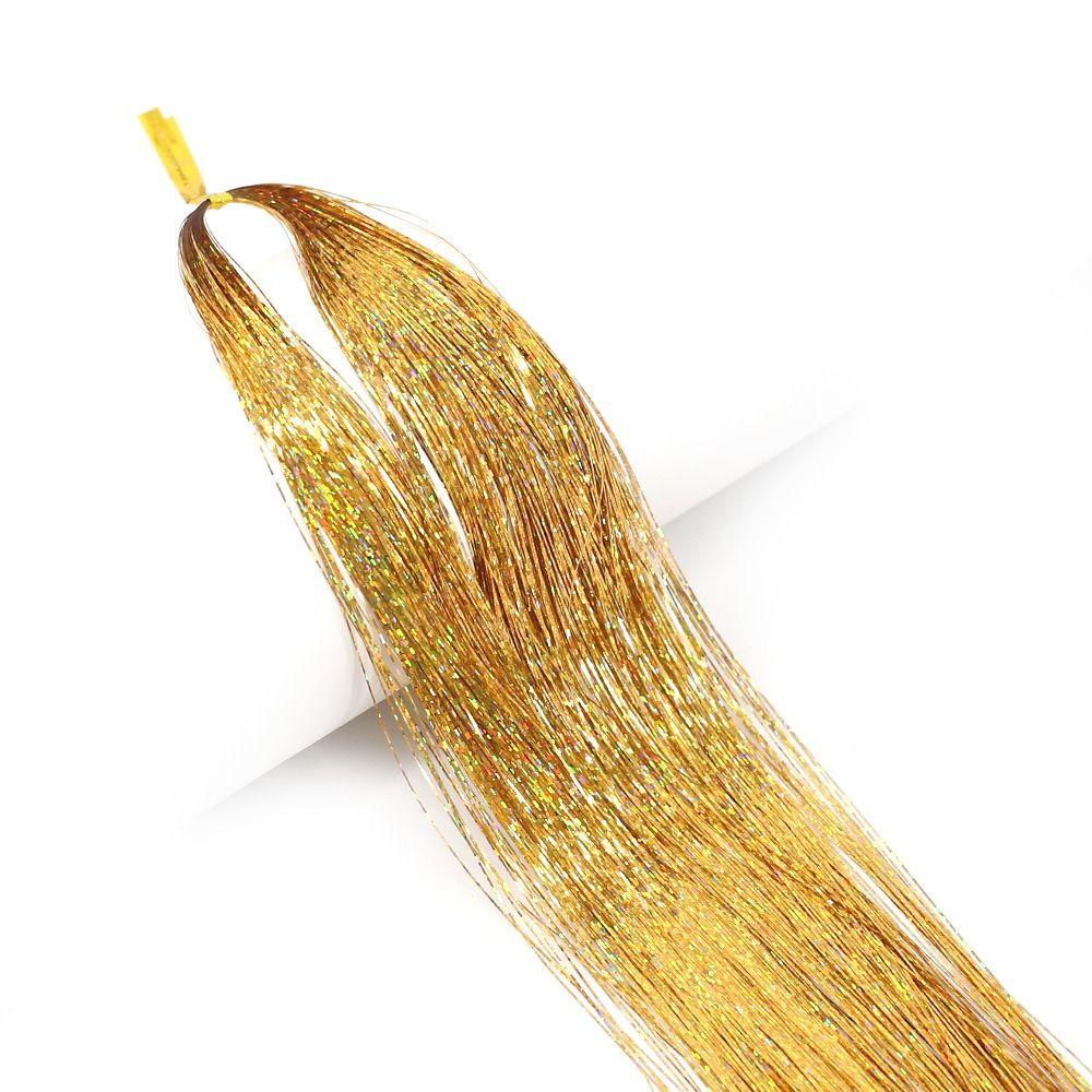 Блестящий шелковый парик с мишурой, праздничный головной убор, длинный прямой блестящий хвост, декор из блестящих полосок