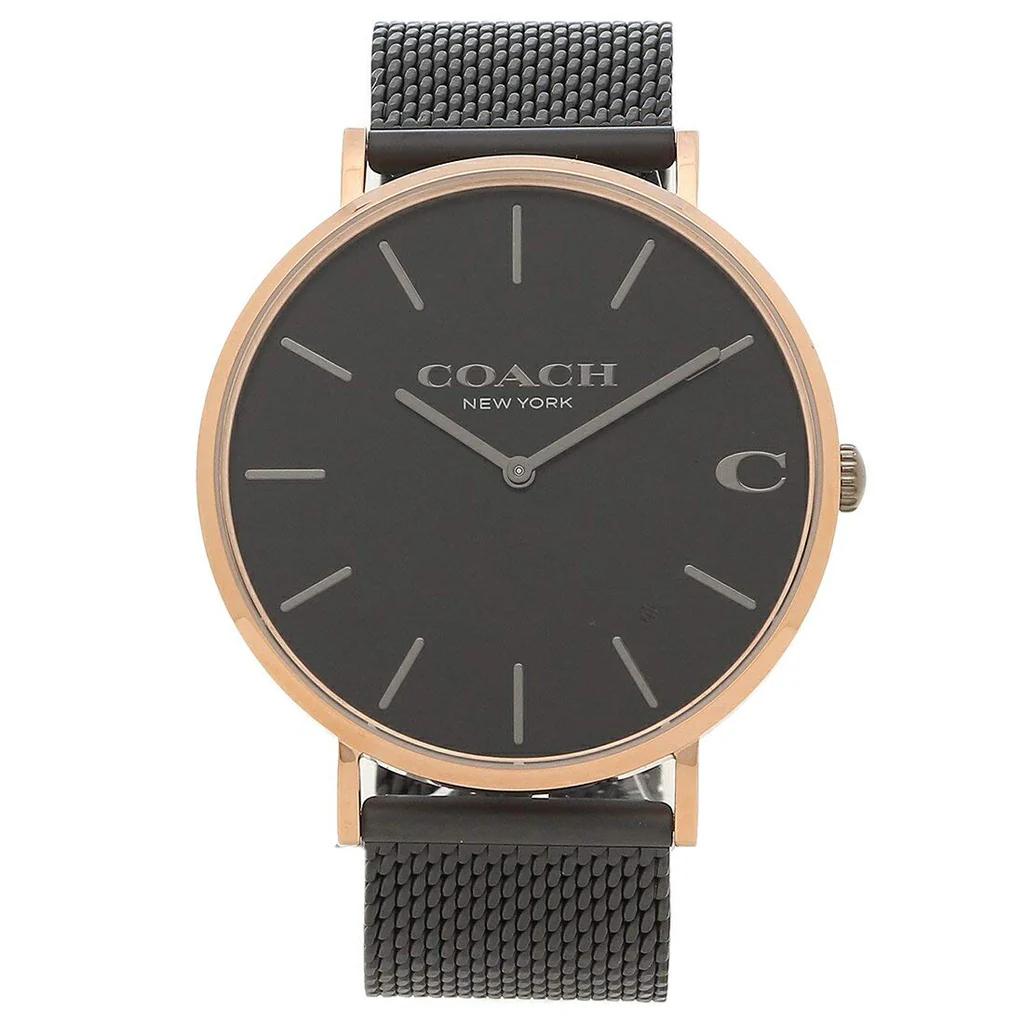 Coach Мужские часы Charles с черным ионным циферблатом и черным сетчатым браслетом - 14602470