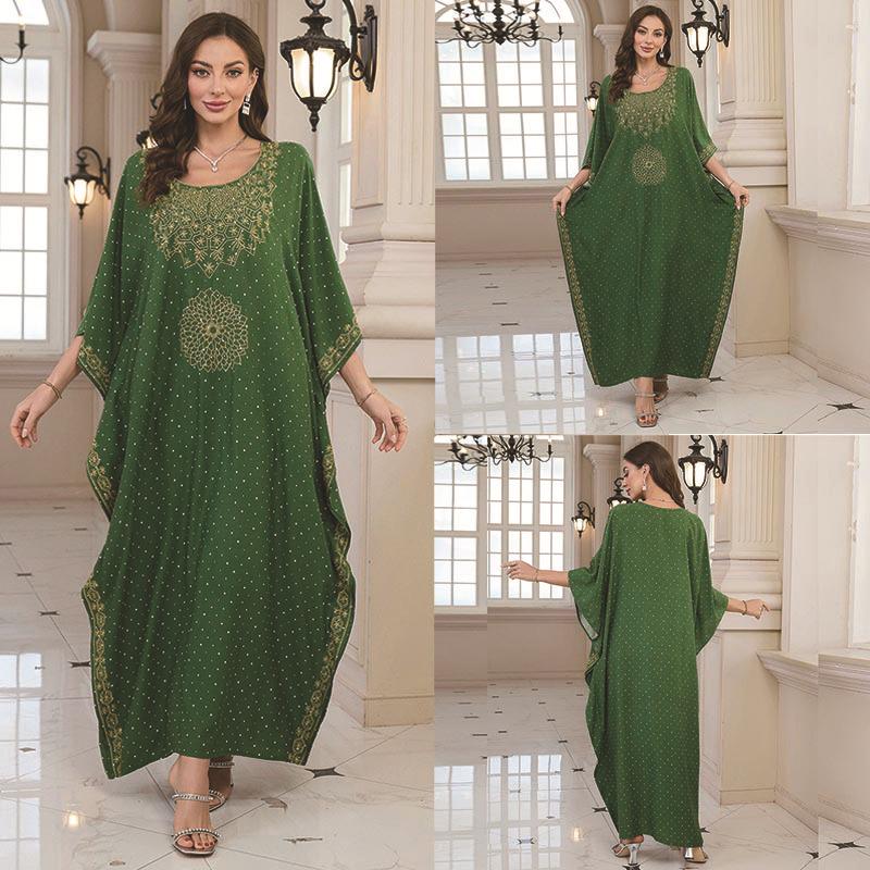 2025 European & American Cotton Embroidered Beach Cover-up Robe Style Dress