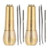 2 комплекта, медная ручка, шило, конус, инструмент для ремонта кожаной обуви, набор игл для рукоделия из кожи