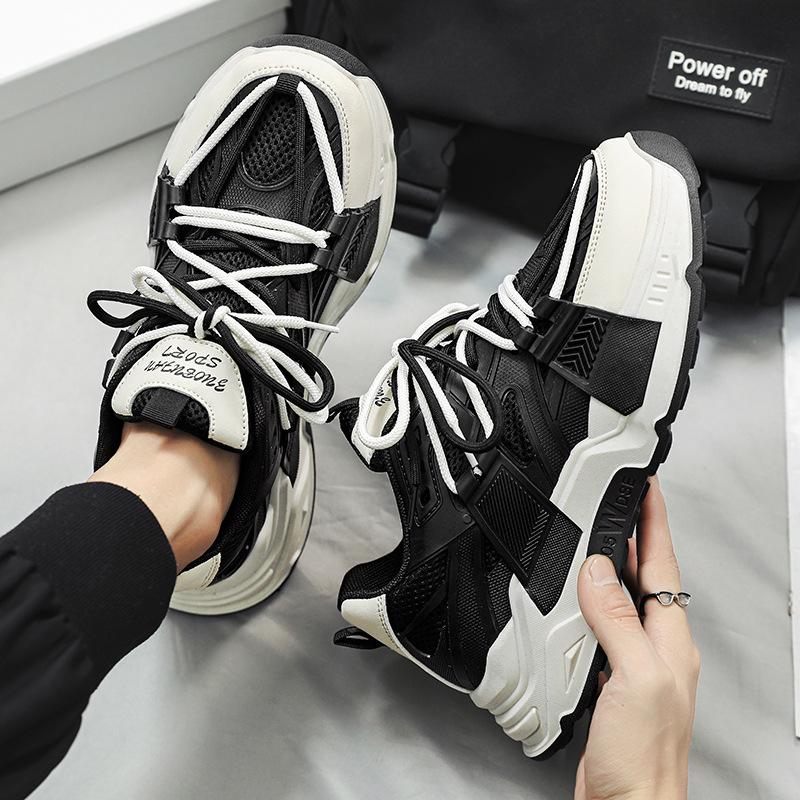 Мужская обувь весна новая универсальная сетчатая дышащая обувь для пап мужская повседневная молодежная на толстой подошве спортивная маленькая белая обувь