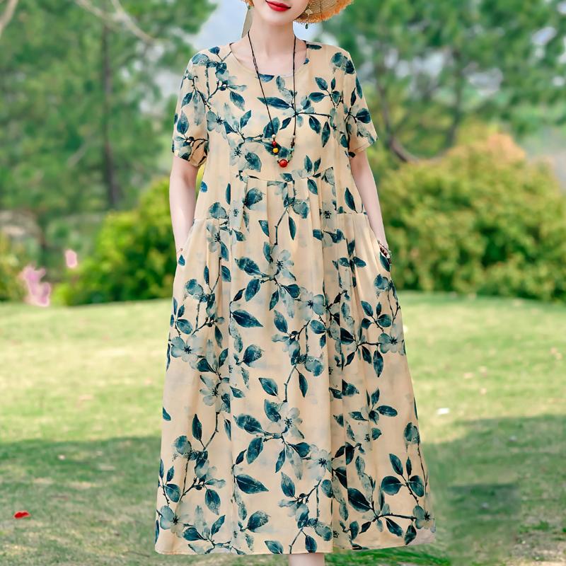 Летние повседневные женские платья винтажная одежда больших размеров с коротким рукавом элегантное длинное платье