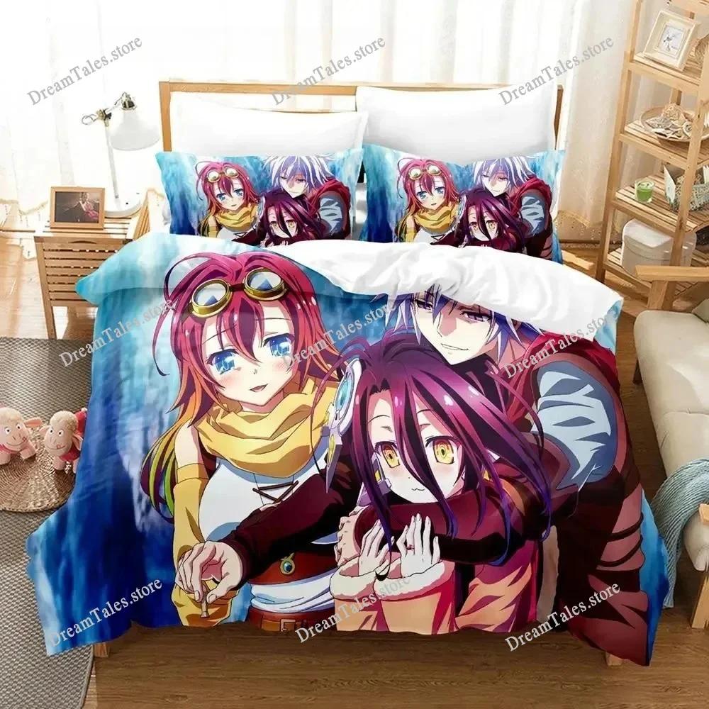 Новый комплект постельного белья No Game No Life Односпальный Полуторный Двуспальный Евро Размер Кинг Сайз Комплект для кровати Взрослый Детская Спальня Пододеяльники Комплекты 3D Печать Игровой Аниме