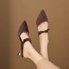 Krazing Pot Suede Butterfly-knot Mules Strange Style Med Heels Summer Size 42 Pointed Toe Slip on Women Shallow Pumps