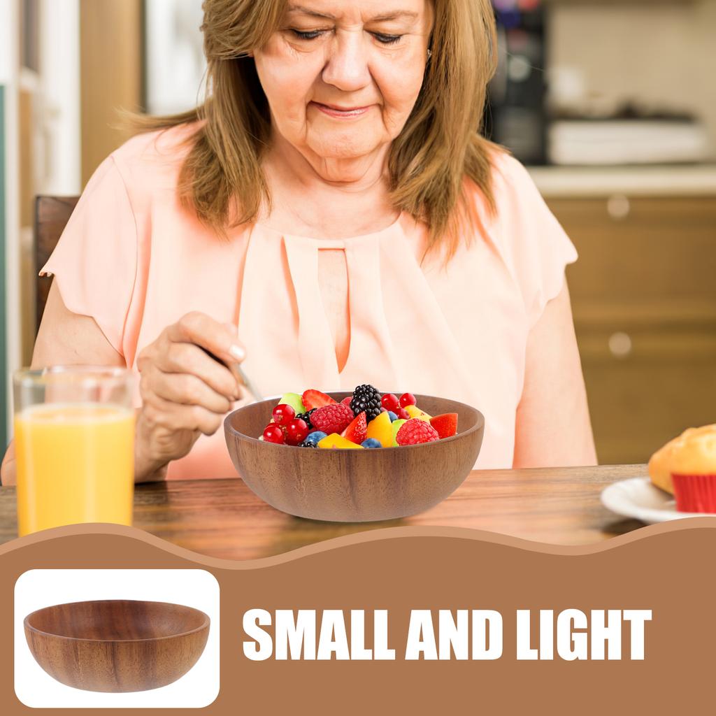 1Pc Acacia Wood Plate Salad Bowl Food Serving Fruit Dinner Snack Restaurant Home Bowls Plates Kitchen Dining Bar