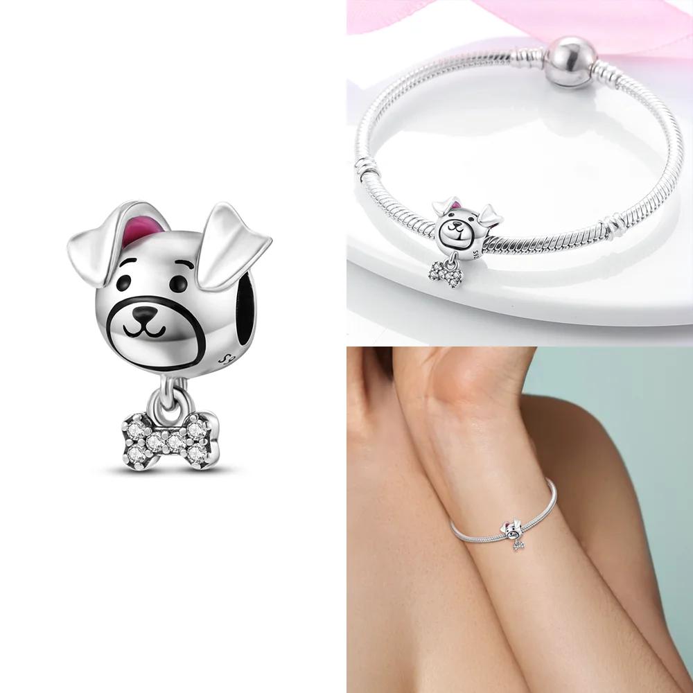 Медные Оригинальные Шармы Любовь Сердце Собака Кошка Лапы Подвеска Бусины Подходят для Браслета Mula DIY Ювелирные Изделия Для Женщин Подарок
