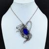 Подвеска из лазурита и меди, обернутая проволокой, подвеска из драгоценного камня, медный кролик, ювелирное изделие ручной работы, уникальный стиль, подвеска, обернутая проволокой, ювелирное изделие, подарок для нее